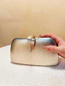 PU Fashion Casual Design Evening Bag, Black Metal Leaf Sequin Small Clutch Purse For Party, Banquet, Handbag With Chain Shoulder Strap - Gold - View 8