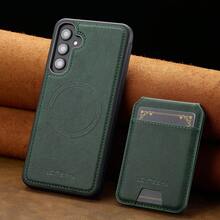 OUKNOEO 可拆卸磁吸无线充电仿皮手机壳，兼容 17 Air 16e 15 14 13 Pro Max S26 S25 Edge S24 Ultra Plus A37 A57 Pixel 10 9 8 7，带卡盒，3 个卡槽，防盗刷卡包 - 綠色 - 查看 70