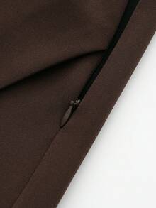 Women's Fashion Casual Solid Asymmtrical Wrap Shorts Skirts, Minimalist And Fashionable Skirt Pants - Dark Brown - View 5