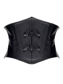 1 chiếc đai lưng bản rộng co giãn màu đen phong cách Gothic dành cho nữ, thích hợp cho tiệc Halloween và trang phục Halloween mặc hàng ngày - màu đen - Xem 5