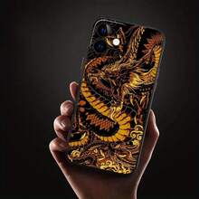 Arte de Dragón Retro de Moda, Diseñado con Ojos, Adecuado para Varios Modelos de de Apple, Incluyendo 16, 15, 14, 13, 12, 11, 8,, XR, XS, Pro, y Plus.Esta funda de TPU suave y transparente mate ofrece protección. - Colores mixtos - Ver 2