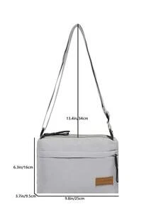 1 件防水斜挎包，1 件男女通用休闲尼龙斜挎包，可调节肩带，防水拉链单肩斜挎包，多口袋，纯色，涤纶衬里，适合购物、钱包、手提包、年轻女性、大学生、新婚夫妇、办公室女士。非常适合办公室、大学、工作、商务、通勤、户外活动、旅行和野餐 - 淺灰色 - 查看 4