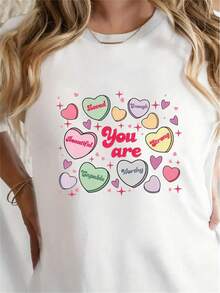 Camisetas femininas,You are Love Graphic T-Shirt Women Summer&Spring Fashion Casual Short Sleeved T-Shirt o-Neck Women's Clothing Valentine's Day T-Shirt Tee For adult, Men, Women, Teen, Teenager, adolescent, Youth