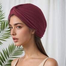 1pc Unisex Turban Headband With Twisted Knot & Pleated Design, Breathable & Lightweight, Classic Solid Color Headwrap, Versatile For Outdoor, Yoga, Sports, Casual Wear