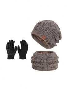 Women's 3 PiecesHat, Scarf And Gloves Set / 2-Piece Hat And Scarf Set / Single Women's Knitted Beanie Hat With Ear Warmer, Autumn/Winter Valentines Gift - 9983-3 - View 18