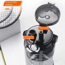 64 Oz Large-Capacity Portable Water Bottle, With Scale Markings, Without Bisphenol A, Transparent Leak-Proof Design, Shock-Resistant And Heat-Resistant, Suitable For Travel, Fitness Exercises And Outdoor Fishing.