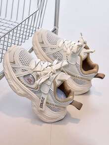 1 Pair Spring/Autumn Fashion Children Casual Sports Shoes, Soft Mesh Breathable Non-Slip Low-Top Round Toe Shock-Absorbing Flat Walking Shoes, Suitable For School, Travel, Outdoor Activities