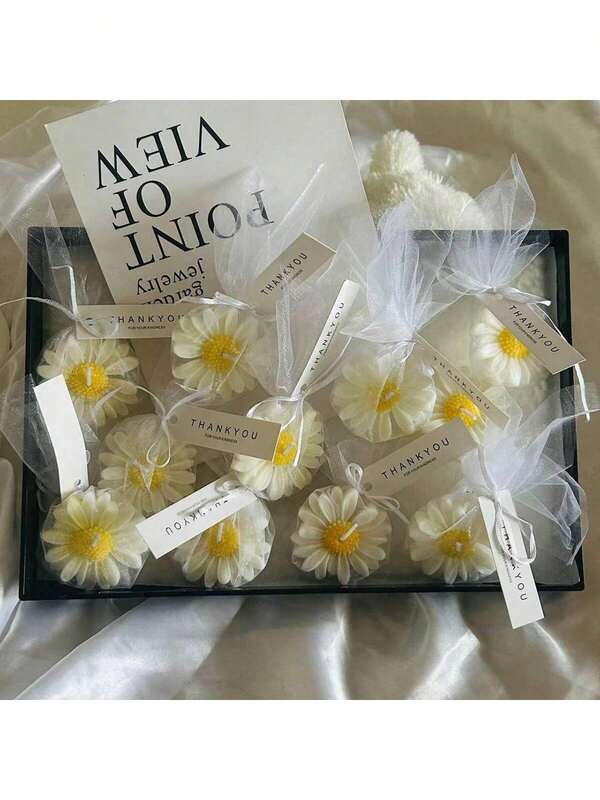 5 Sets Chamomile Shaped Scented Candles - Wedding Gifts, Bridal Shower Decor, Fragrant Soy Wax Home Fragrance, Home Decor, Wholesale Small Gifts, Souvenirs, Baby Shower, Holiday Decoration, Holiday Gifts, Handmade Creative Gifts