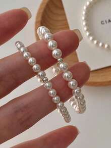 1pc Exquisite S925 Sterling Silver Pearl Bracelet, Niche Design, Luxurious Feel, Suitable For Party, Gift, And Daily Wear