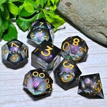 7 Piece Resin Dice Set, Suitable For Christmas Thanksgiving Gift Supplies Decoration Ramadan And Easter Board Game Desktop Dice, Hand Role-Playing Polyhedral Dice, RPG Dice Birthday Gift Holiday Party