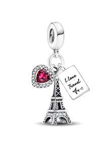 1PC 925 Sterling Silver Fashionable Leaning Tower Of Pisa Beads Charms Fit For Women Bracelets Bangles DIY Jewelry Making And Daily Outfit Matching Jewelry Decoration For Girls