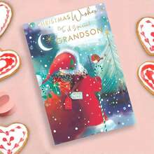 Charming Christmas Card With Envelope - Perfect For Friends, Family & Special Occasions - High-Quality, Creative Holiday Greeting For Grandson