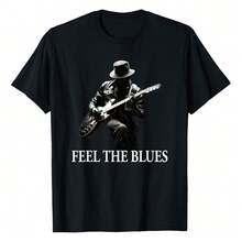 Blues Guitar Musicians Blues Music T-Shirt, Men's Printed T-Shirt 200g, 100% Cotton, Round Neck Casual Men's Outdoor Short-Sleeved T-Shirt, Vintage Classic Street Men's Short-Sleeved T-Shirt, Daily Fou,Valentine's Day,Valentine Outfits For Women,Vacation Outfits Women,Mardi Gras Outfit Women,St Patrick's Day,Rave Outfits For Womengalentine - 黑色 - 查看 1