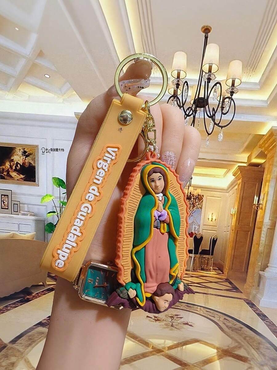 Jesus And Virgin Mary Portrait Silicone Keychain, Fashion Keychain Accessories, Motorcycle Accessories Or Lucky Keychain - A - View 1