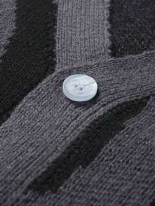 Manfinity Hypemode Men's Color-Block Button-Up Long Sleeve Cardigan Sweater - Dark Grey - View 7