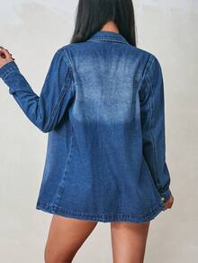Women's Casual Loose Big Pocket Button Denim Jacket