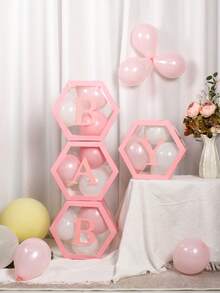 粉色透明字母婴儿淋浴盒生日婚礼定制名字气球盒、生日派对装饰、性别揭示装饰、圣诞装饰大透明盒、生日装饰背景、节日派对装饰、家居装饰、壁炉装饰、婴儿淋浴盒、背景摄影道具 - 彩色 - 查看 6