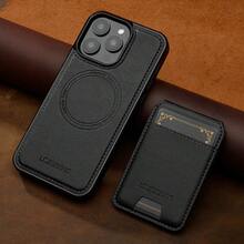 OUKNOEO Detachable Magnetic Wireless Charging Faux Leather Phone Case, Compatible With IPhone 17 Air 16e 15 14 13 Pro Max S26 S25 Edge S24 Ultra Plus A37 A57 Pixel 10 9 8 7, With Card Holder, 3 Card Slots, Anti-Theft Card Pocket - Black - View 41