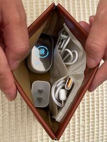 1个自动密封数码收纳袋，耳机收纳袋，零钱包，迷你便携口红化妆包，旅行充电器收纳袋，相机配件线缆收纳袋，电子配件袋，防水旅行装备，科技产品收纳袋，男女通用 - 彩色 - 查看 12