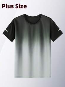 Áo thun tay ngắn cổ tròn thoáng khí họa tiết gradient cỡ lớn dành cho nữ, phù hợp cho mùa xuân và mùa hè - Xám - Xem 2