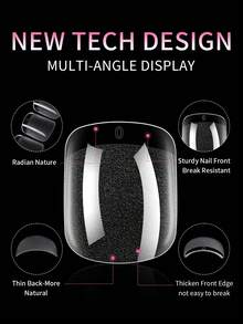 120/600片装 短方形软胶透明甲片 半哑光全覆盖甲片 亚克力预压假指甲片 指甲延长器 家用DIY美甲压片 美甲产品 美甲用品 - 無色 - 查看 5