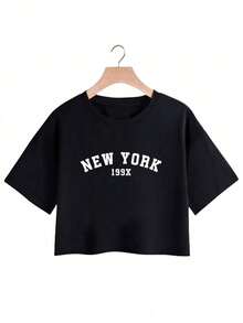 Kit 3 Cropped Women's T-Shirt In New York Cotton - 彩色 - 查看 4