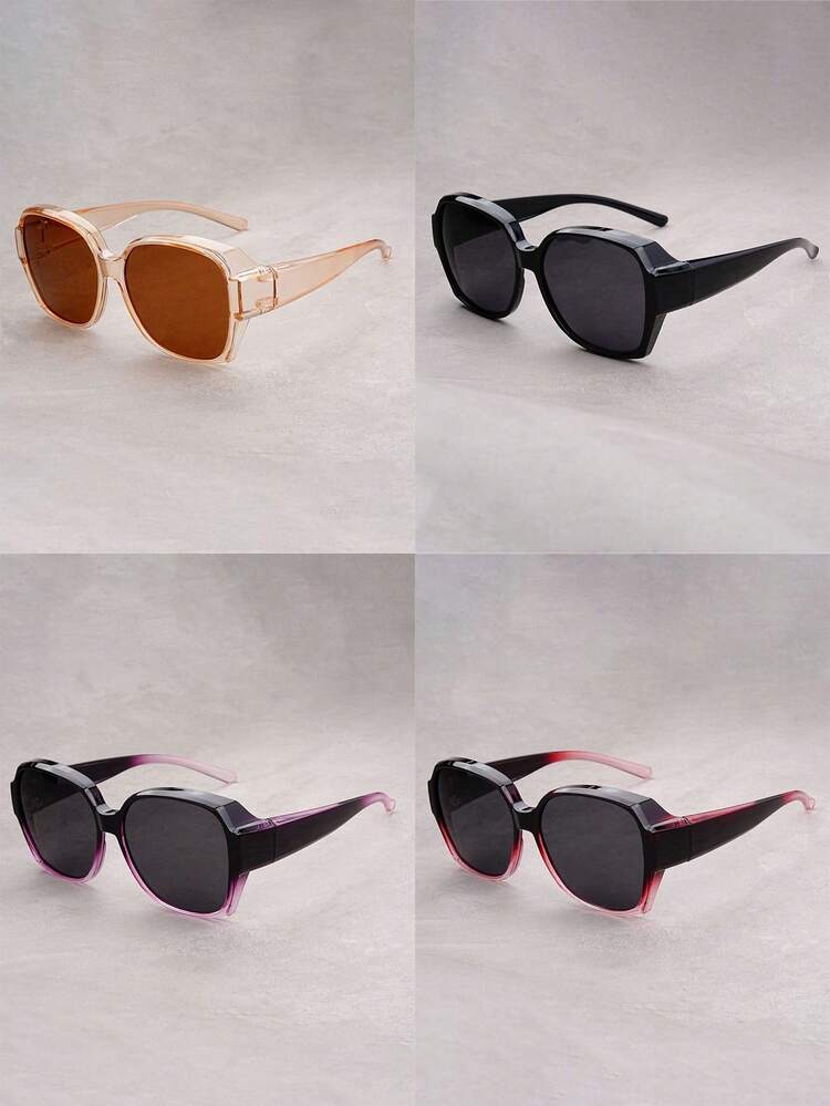 Polarized Glasses, Myopia Glasses, Unisex Large Frame Fashion Glasses, Full Coverage Glasses Accessories, Suitable For Summer Sun Protection, Beach Vacation, Outdoor Sports, Parties, Travel, Driving, Fishing, Street Photography, Available In Black, Purple, Red, Brown - Multicolor - View 14