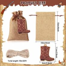 10pcs Western Cowboy Style Linen Bags Set - With Decorative Tags And Jute Ropes, Ideal For Party Decor, Holiday Decorations, Candy Packaging, Jewelry Storage, Small Gift Wrapping, Accessory Organization, And Party Supplies - Multicolor - View 4