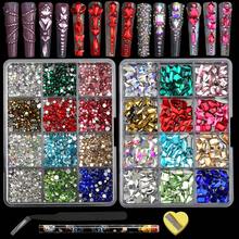 2 Boxes Flat-Back Rhinestones Value Pack - Multi-Color & Size Mixed Round/Fancy Stones For Nail Art DIY Jewelry Decorations - 彩色 - 查看 7