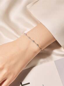 XUJIA 1件莫桑石时尚手链，女士925纯银莫桑石手链，D色，2.5毫米圆形切割莫桑石，串珠手链，订婚、结婚、生日礼物，女士珠宝 - BMO-026 - 查看 7