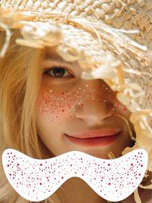 6片装红银双色闪光雀斑贴纸，防水闪亮持久，适合女性化妆、节日、音乐派对、情人节等场合。 - 紅色 - 查看 3