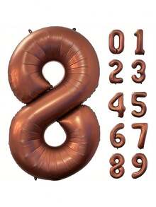 1 个 40 英寸巧克力金属铝箔气球 - 耐用派对装饰，适合生日、婚礼、新年、情人节、印刷数字、易于安装、节日庆祝配件、精美礼物 - 咖啡色數字 - 查看 10
