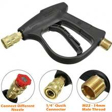 1/4" High Pressure Washer Gun 4000 PSI Car Wash Foam Spray Short Wand With 3 Nozzle - Black - View 6
