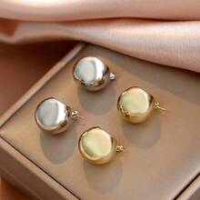 1 Pair Vintage Elegant Smooth Half-Sphere C-Shaped Earrings, Fashion Jewelry Accessories, Lightweight Luxurious Style Suitable For Daily, Party, Wedding Wear