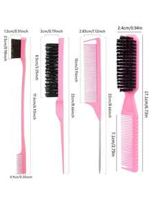 4pcs/Set Hair Styling Comb Set For Kids, 2-In-1 Teasing Comb, Highlighting Tail Comb, Eyebrow Brush - Multicolor - View 8