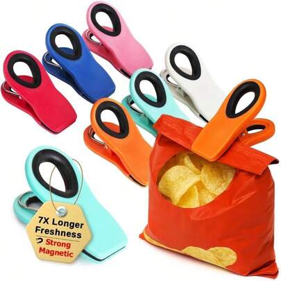 - Chip Clips, Magnetic, 6 Pack, Bag Clips, Chips, Food Packages, Fridge