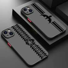 Una funda para teléfono con diseño de tótem de cabeza de pájaro y león, que presenta un patrón de rayas, compatible con los teléfonos de las series Apple, 8, SE, 11, 13, 15,, Pro, y Plus, ofreciendo una superficie transparente mate y protección completa suave negra desde 2020 hasta 2022. - Colores mixtos - Ver 1