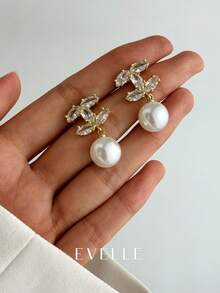 18K镀金优雅可爱的铜耳环，适合日常佩戴和聚会 - 金色 - 查看 3