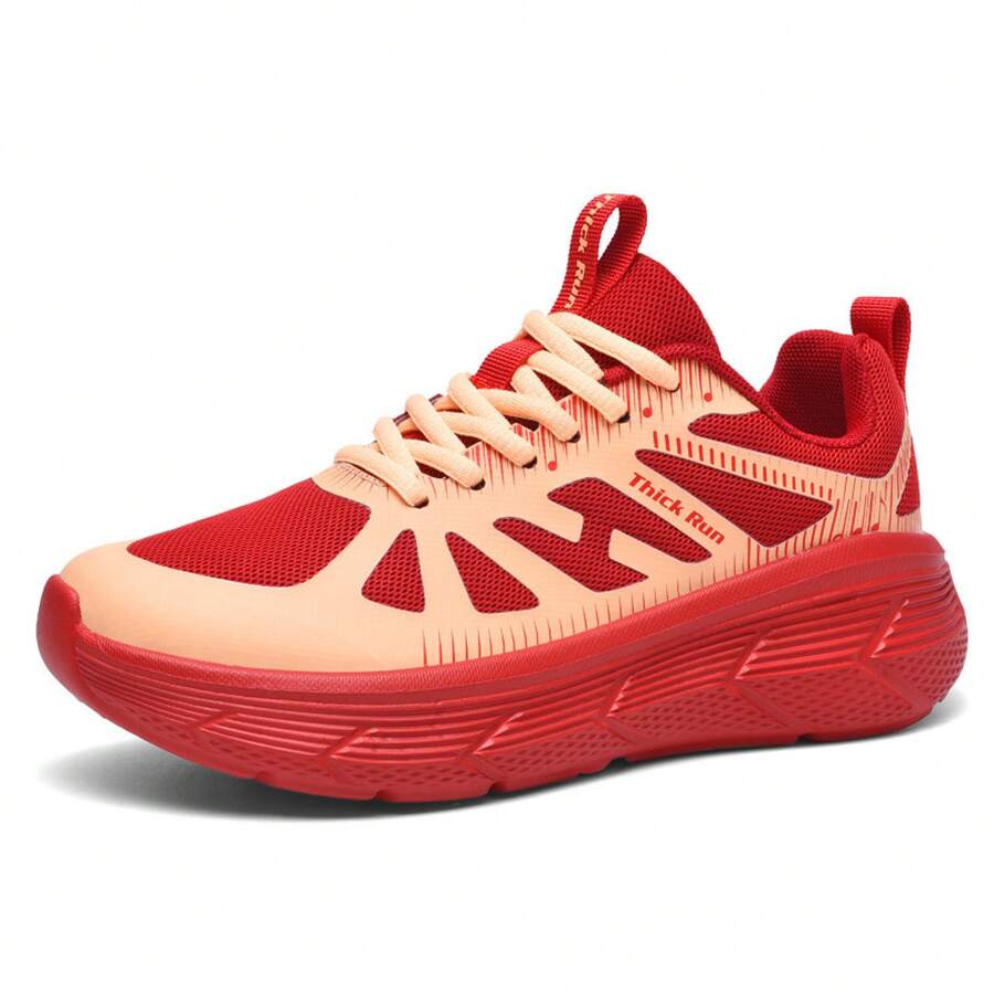 Thick-Soled Cushioning Running Shoes Jogging, Aerobics, Jump Rope, Unisex Breathable Sports Shoes - 88001 Pomegranate Red - View 1