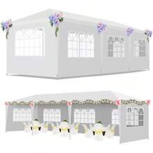 Carpa Toldo Espaciosa 3x9M con Paredes Laterales Extrables, Tienda de Impermeable para Eventos en el Patio y Jardn Blanco - Blanco - Ver 8