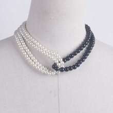 1pc Necklace Black And White Pearl Necklace Faux Pearl Choker Wedding Bride Necklace