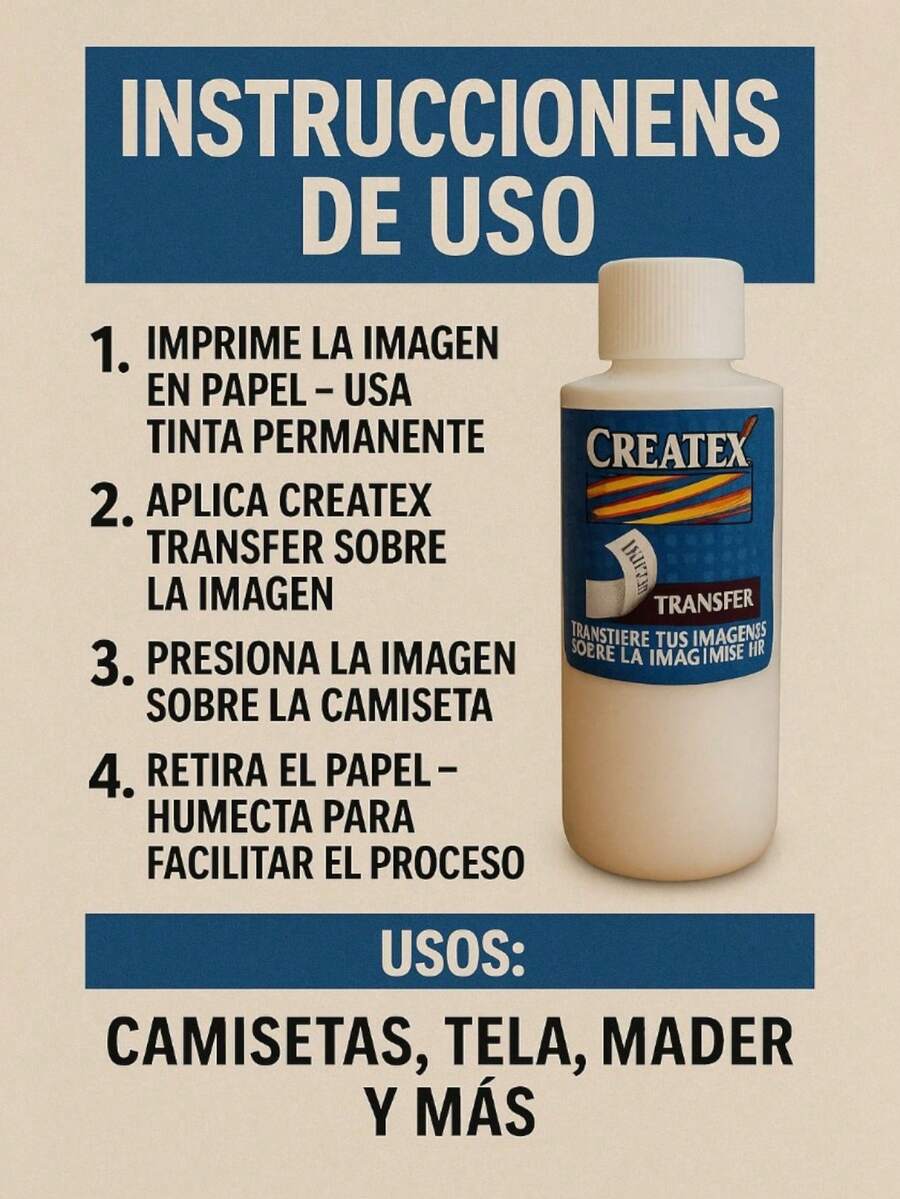Transfer para transferir tu impresion en cualquier superficie Createx 120ml papel transferencia térmica decal transferencia manuales artesanía diseño creativo hogar accesorios manualidades pintura - Transfer Createx - Ver 1