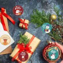 [Christmas Essential] 500pcs Envelope Sticker Set! 1-Inch Round Design, Santa Claus/Snowman/Christmas Tree/Gingerbread Man Pattern, Holiday Card, Gift Wrapping, Party Decoration Stickers