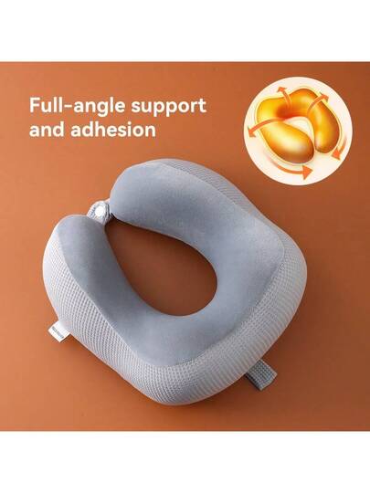 Waffle Texture Compressible Memory Foam Shaped Neck Pillow, Convenient Storage, Slow Rebound, Travel Support Kussen Airplane, Sleeping, Pain Relief view 8