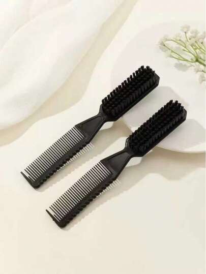 Lot de 2 brosses de nettoyage pour tondeuse à cheveux, brosse à ongles, brosse à cheveux unie (noire), brosse lissante, accessoires de coiffure, sèche-cheveux, produits capillaires, brosse pour cheveux bouclés, accessoires de coiffure, matériel de coiffure, indispensables de voyage, coiffure, accessoires de coiffure, salon de coiffure, matériel de coiffure
