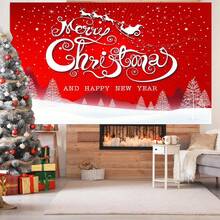 1 pieza Pancarta de fondo navideño, 82.7*59.1/59.1*39.4/39.4*29.5 pulgadas Fondo rojo navideño Fondo Feliz Navidad Adecuado para fiesta de Navidad, fotografía, cartel de pared, cartel de jardín, decoración de Navidad, Año Nuevo, Nochebuena