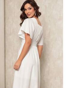 Women's Short Sleeve Princess Elegant Midi Dress - 白色的 - 查看 1