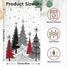 1pc/2pcs/100pcs Christmas Tree Printed Pattern Kitchen Towels And Dishcloths, Suitable For Interior Decoration In Restaurants, Kitchens, Bathrooms, Party Decoration, Holiday Gifts, And Can Be Given As Christmas Gifts