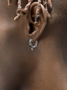 1 对男士蛇形环绕耳环 - 古董银质哥特式维京珠宝，朋克摇滚蛇形设计，暗黑美学宣言配饰 - 復古銀色 - 查看 7