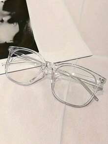 1pcs Square Frame Lens Frame Minimalist Fashion Decoration Glasses Computer Glasses Women Men. - 黑色 - 查看 7